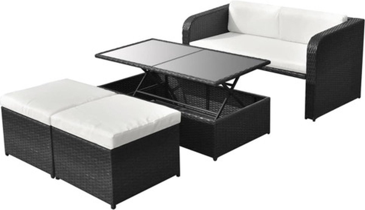 Vidaxl Eethoek Voor Buiten Zwart Tuintafel En Stoel