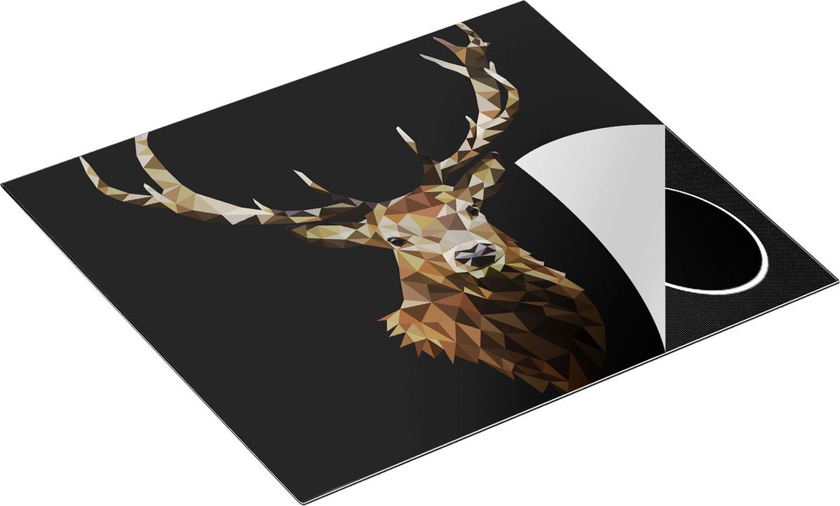 Chefcare Inductie Beschermer Origami Hertenkop - Hert - Abstract - 60x50 cm - Afdekplaat Inductie - Kookplaat Beschermer - Inductie Mat