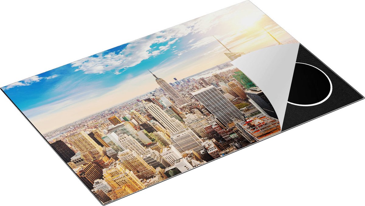 Chefcare Inductie Beschermer New York Manhattan tijdens Zonsondergang - 81x52 cm - Afdekplaat Inductie - Kookplaat Beschermer - Inductie Mat