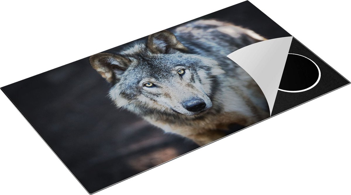 Chefcare Inductie Beschermer Wolvenkop - Grijze Wolf - 91,6x52,7 cm - Afdekplaat Inductie - Kookplaat Beschermer - Inductie Mat