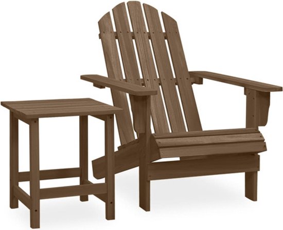 vidaXL Chaise de jardin Adirondack avec table Bois d'épicéa massif Marron - Chaise Adirondack - Chaises Adirondack - Chaise de jardin - Chaises de jardin
