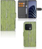Wallet Book Case OnePlus 10 Pro Telefoon Hoesje Green Wood