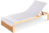 JEMIDI badstof overtrek voor ligstoelen - Handdoek 100% katoen - Lichtgrijze handdoek voor loungebedden - Katoenen hoes 200 cm x 75 cm
