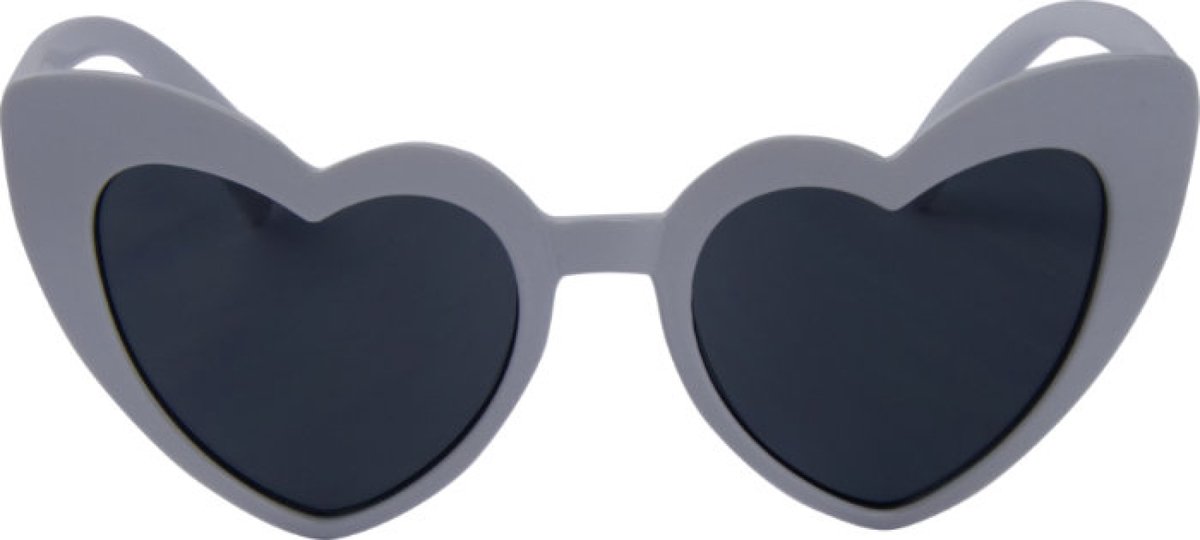 Hidzo Harten Kinderzonnebril Wit - UV400 - Zwarte Glazen