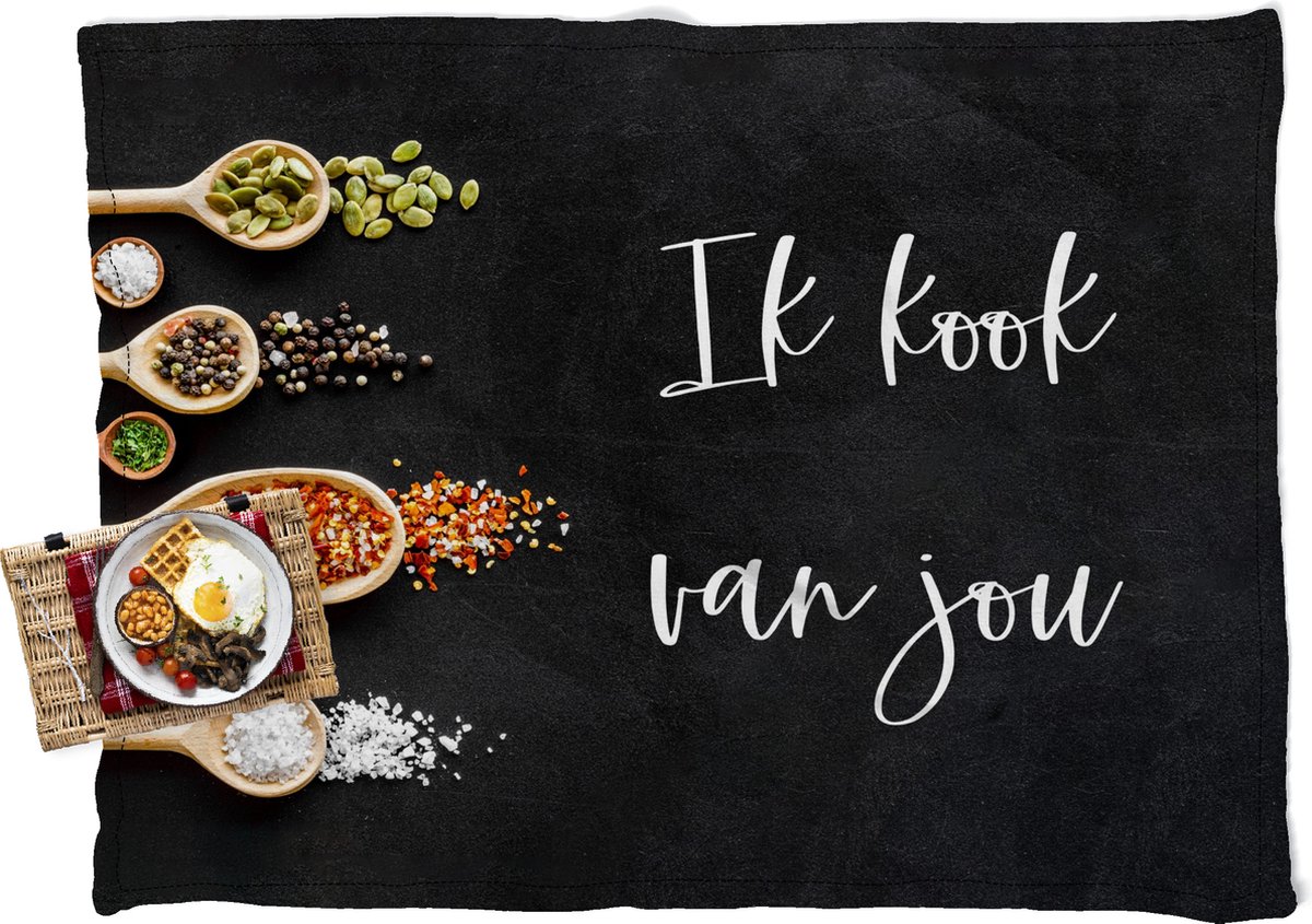 Picknickkleed Buitenkleed Ik kook van jou Partner Quotes Spreuken Kruiden...