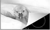 KitchenYeah® Inductie beschermer 80.2x52.2 cm - Baby zwaan - zwart wit - Kookplaataccessoires - Afdekplaat voor kookplaat - Inductiebeschermer - Inductiemat - Inductieplaat mat