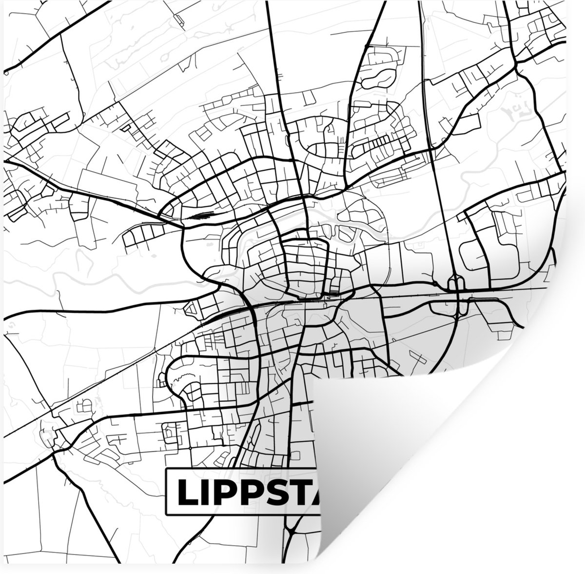 Muurstickers - Sticker Folie - Plattegrond - Lippstadt - Kaart - Stadskaart - 80x80 cm - P