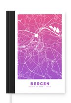 Notitieboek - Schrijfboek - Stadskaart - Bergen - België - Paars - Notitieboekje klein - A5 formaat - Schrijfblok - Plattegrond