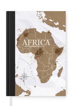 Notitieboek - Schrijfboek - Wereldkaart - Bruin - Afrika - Notitieboekje klein - A5 formaat - Schrijfblok