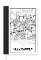 Notitieboek - Schrijfboek - Kaart - Leeuwarden - Zwart - Wit - Notitieboekje klein - A5 formaat - Schrijfblok