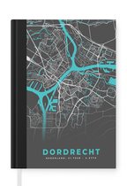 Notitieboek - Schrijfboek - Stadskaart - Dordrecht - Grijs - Blauw - Notitieboekje klein - A5 formaat - Schrijfblok - Plattegrond