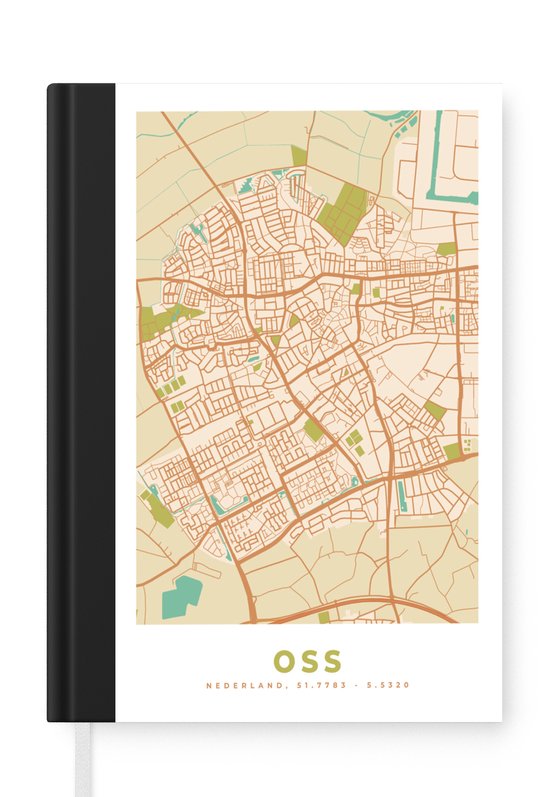 Notitieboek - Schrijfboek - Stadskaart - Oss - Vintage - Notitieboekje klein - A5 formaat - Schrijfblok - Plattegrond