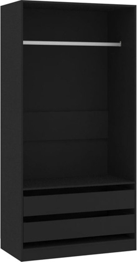vidaXL - Kledingkast - 100x50x200 - cm - bewerkt - hout - zwart
