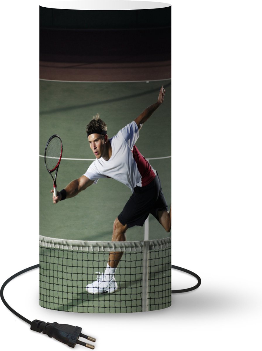 Lamp - Nachtlampje - Tafellamp slaapkamer - Mannelijke tennis speler slaat de bal terug - 54 cm hoog - Ø22.9 cm - Inclusief LED lamp