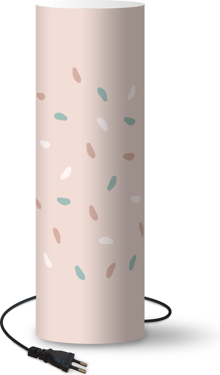 Lamp - Nachtlampje - Tafellamp slaapkamer - Zomer - Abstract - Pastel - 70 cm hoog - Ø22.3 cm - Inclusief LED lamp