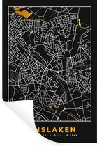 Muurstickers - Sticker Folie - Duitsland – Black and Gold – Dinslaken – Stadskaart – Kaart – Plattegrond - 60x90 cm - Plakfolie - Muurstickers Kinderkamer - Zelfklevend Behang - Zelfklevend behangpapier - Stickerfolie