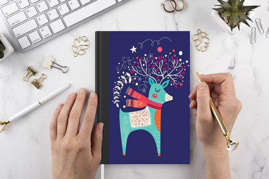 Cahier - Carnet d'écriture - Renne - Noël - Hiver - Décorations de Noël - Carnet - Format A5 - Bloc-notes - Noël - Cadeau - Cadeau de Noël homme, femme et enfant