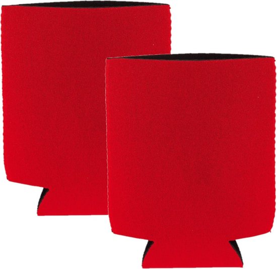 Blikjes koeler - 2x - koelhoud hoesje - bierblik hoesje - rood - Frisdrank/bier blikjes koel houden