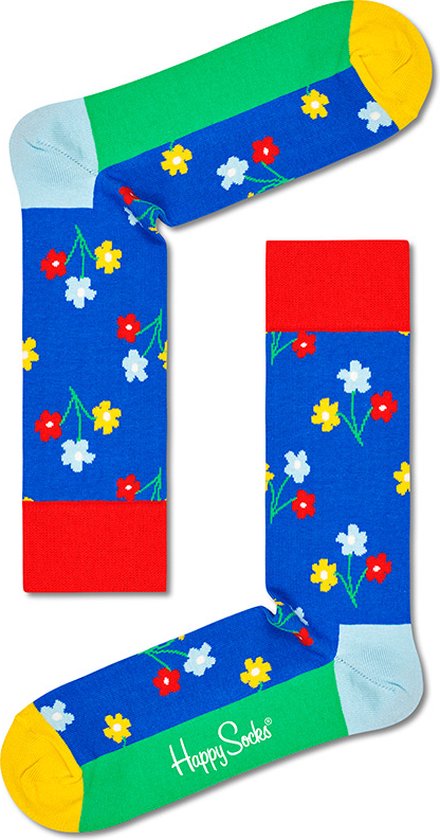 Happy Socks Bouquet Sock - bloemmig blauw - Unisex - Maat: 41-46