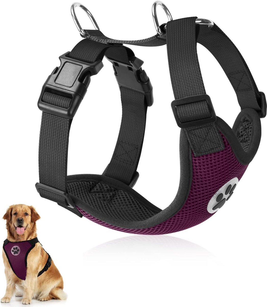 SnelShoppen - Anti-Pull Harnas voor Honden, Veiligheids- en Borstharnas voor Kleine en Middelgrote Honden, Zacht Gevoerd, Ademend, Verstelbaar en Comf