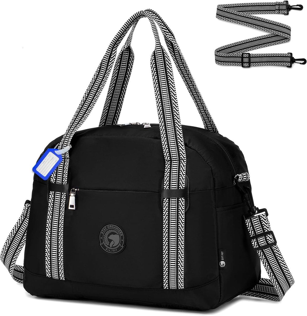 SnelShoppen - Reis Tas 40x30x20cm Voor Wizzair & Transavia Handbagage - Waterdichte Vouwbare Sporttas - 25L Onderstoel Bagage voor Weekendje Weg - Zwa