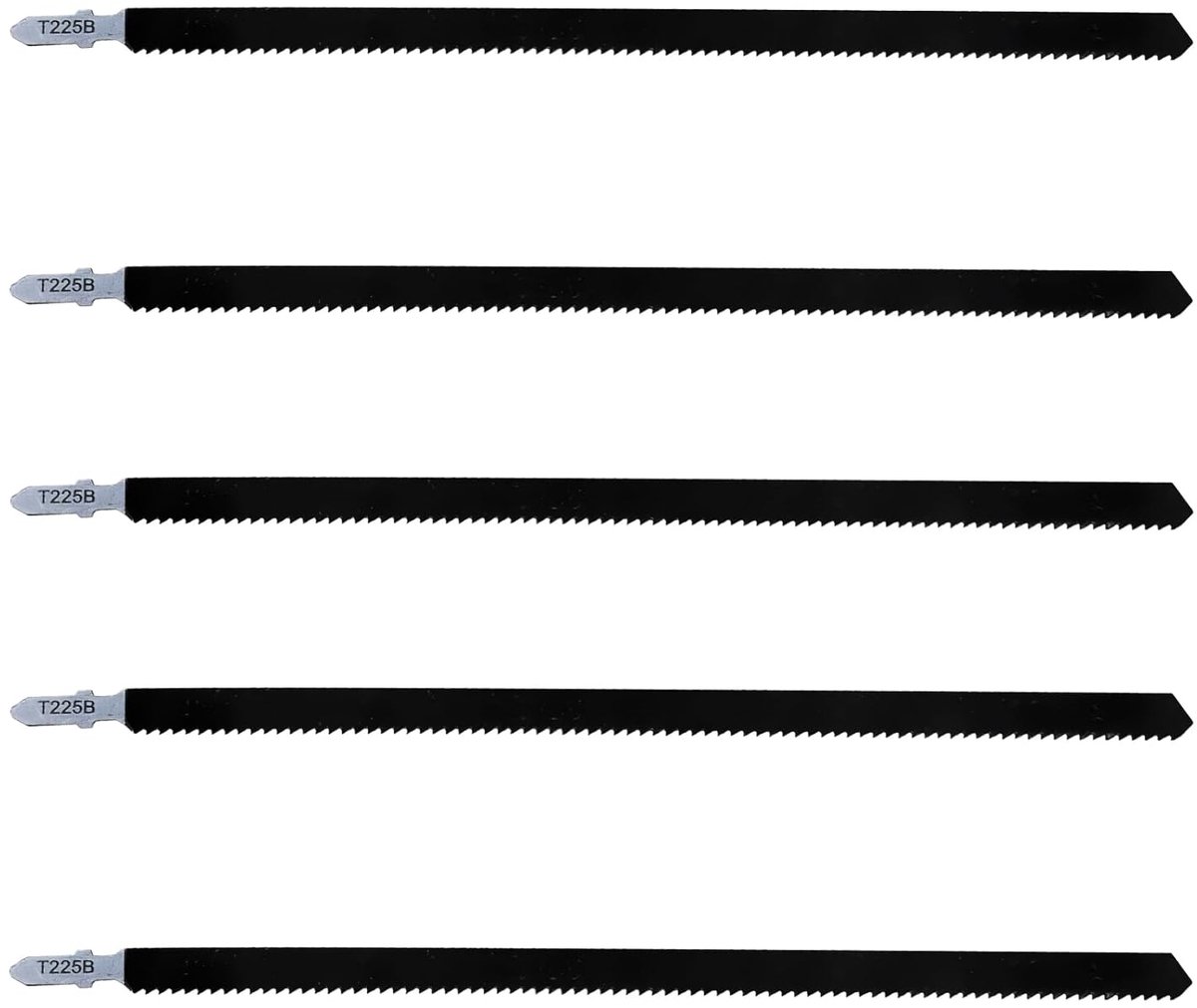 SnelShoppen - Pack van 5 Jigsaw Blades 250 mm T225B - Hoogwaardig Carbon Staal - Ideaal voor Hout, Plywood en Precisie Sneden - Geschikt voor Meeste J