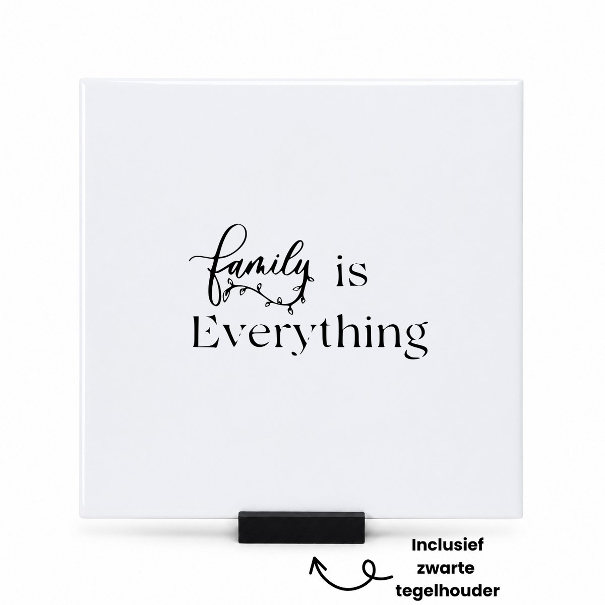 Hacebo Familie tegeltje met tegelhouder - Familie - Familie leden - tegeltjes met tekst - cadeau - verjaardag - gezin - spreuktegels - 15x15 CM Wit