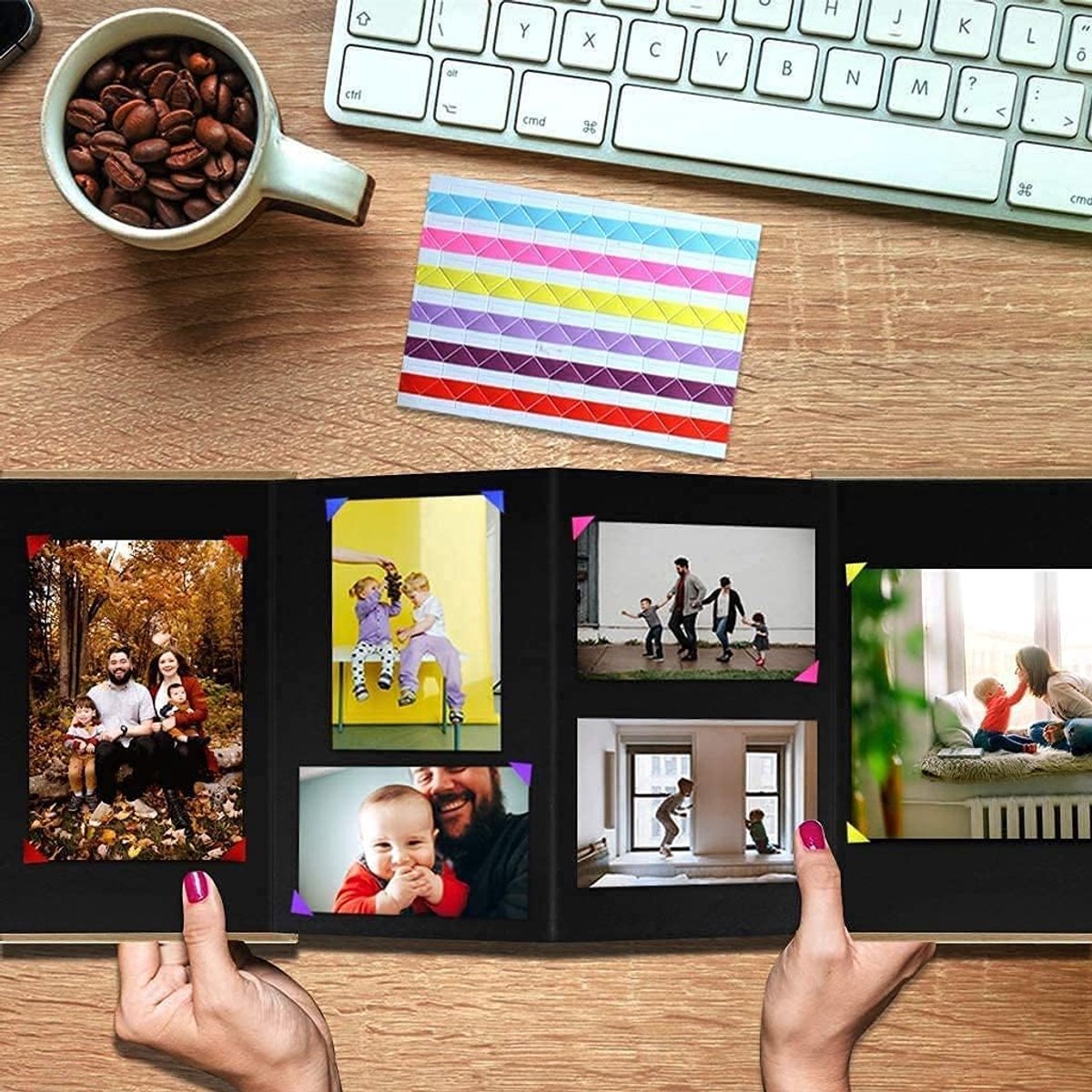 SnelShoppen - Hardcover Foto Album Craft Accordion Stijl DIY 36 Pagina's Notitieboek Zwart voor Verjaardagsfeest, Huwelijk, Baby, Herinneringen Beware