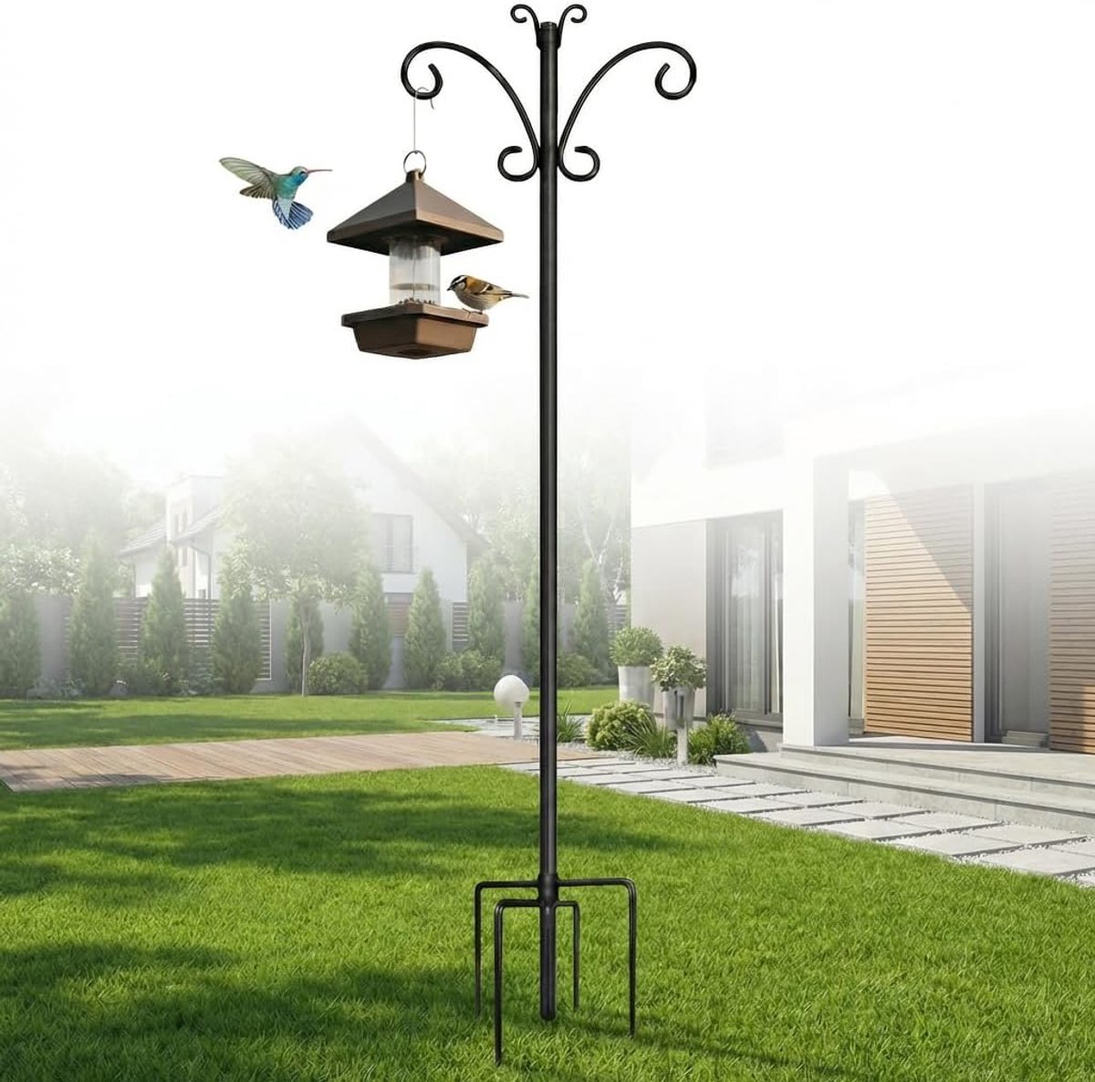 SnelShoppen - Hoogwaardige Hoofun Sheep Hook Tuin Vogelhuis Standaard 234cm - Sterke 19mm Metalen Buizen, Ideaal voor Lanterns, Solar Lichten, Planten