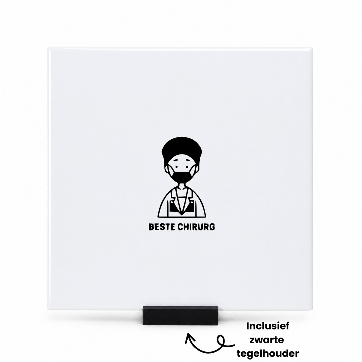 Hacebo Beste Chirurg tegeltje met tegelhouder - Chirurg - cadeau chirurg - tegeltjes met tekst - Leuk cadeau voor je Chirurg om te geven - verjaardag chirurg - spreuktegels - 15x15 CM Wit