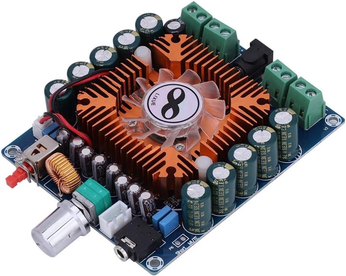 SnelShoppen - 4 x 50W HiFi Mini Digitale Stereo Amplifier - 4 Kanaals Versterker met Snelle Koeling, DC 12-16V voor Feest en Thuisgebruik