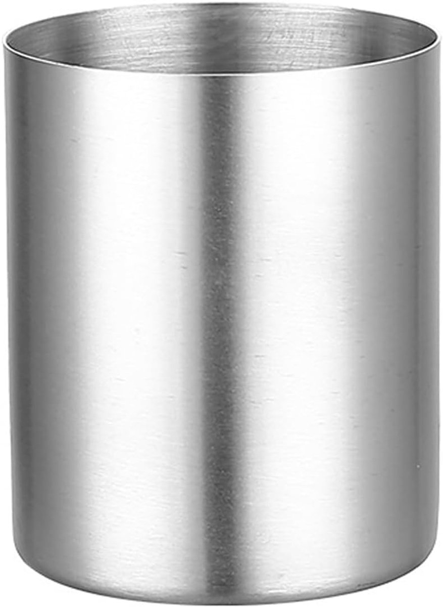 SnelShoppen - Silver Pencil Holder voor Bureau - Dikke RVS Pennenhouder - Stationery Organizer - 75mm Binnen Diameter - 95mm Hoog - Perfect voor Kanto