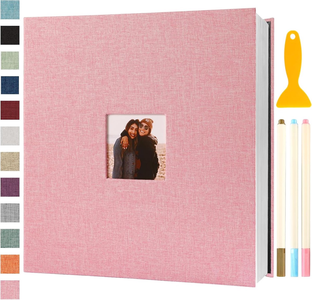 SnelShoppen - Foto Album Zelfklevend 33x32 Groot Scrapbook, 120 Bladzijdes Roze | Foto Boek Baby, Bruiloft, Gastenboek