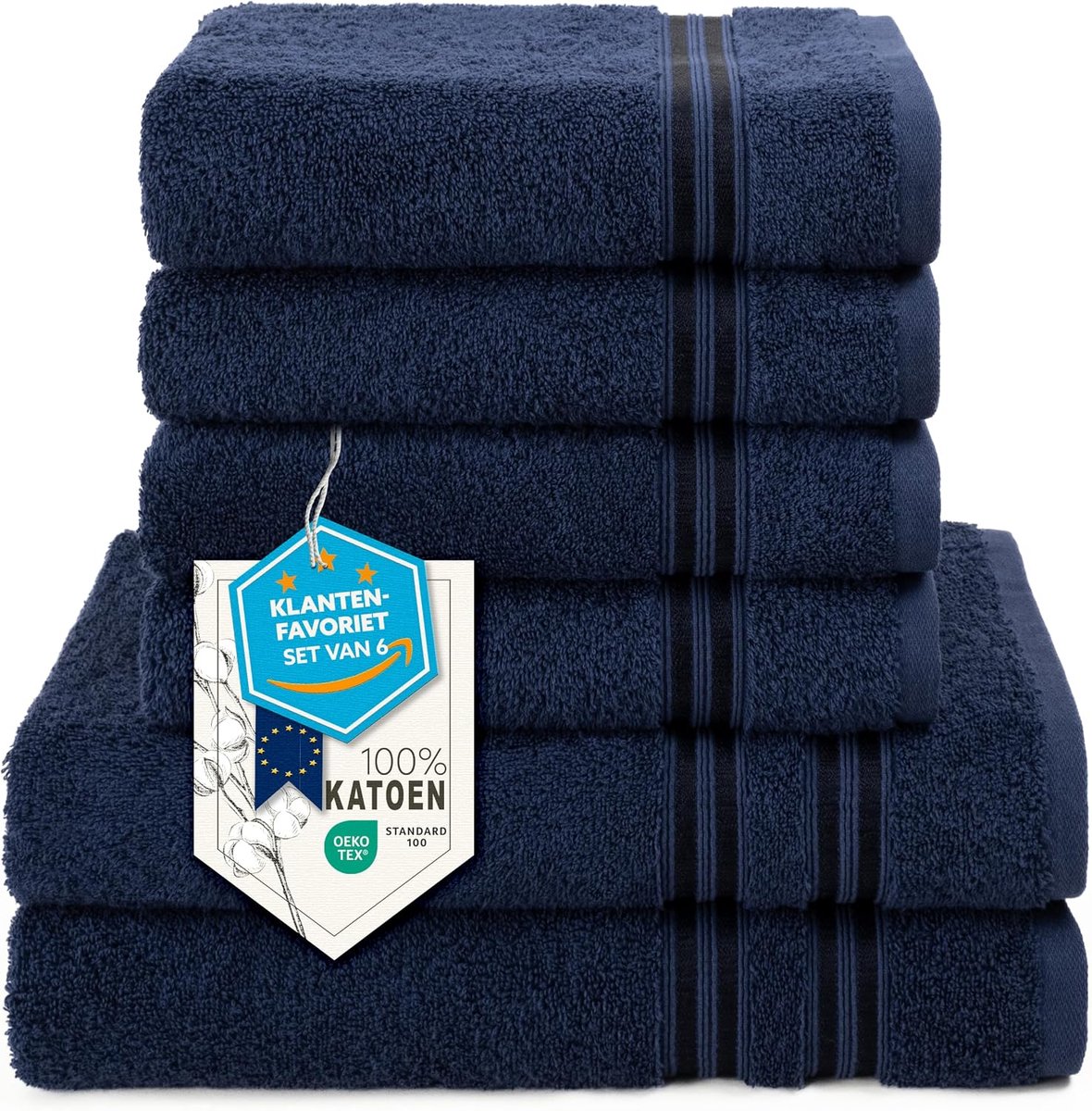 SnelShoppen - Luxe 6-Delige Handdoeken Set - 2 Badhanddoeken 70x140 cm + 4 Handdoeken 50x100 cm - 100% Katoen - Zacht en Absorberend - OEKO-TEX Gecert