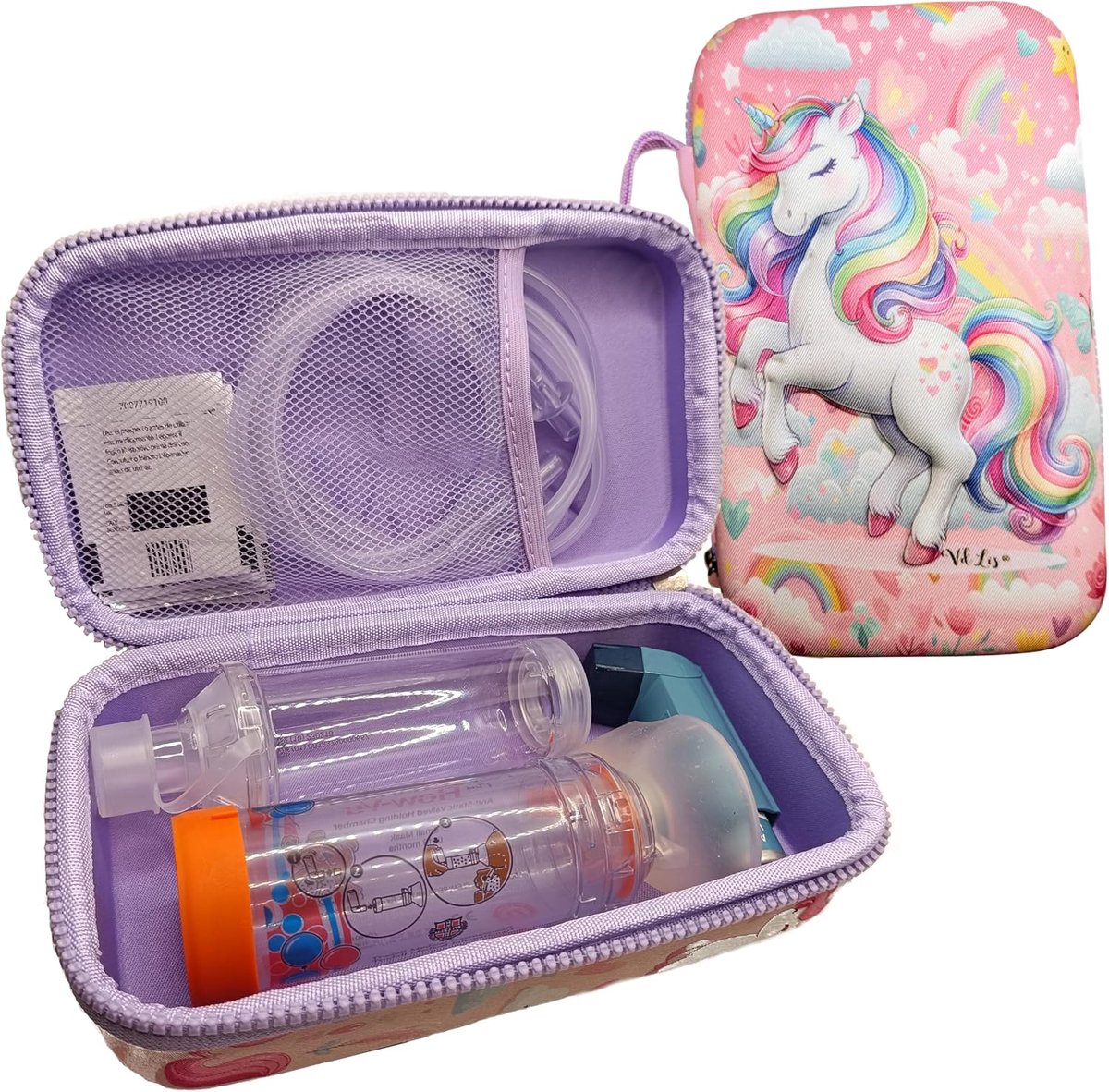 SnelShoppen - Hard EVA Dust Container Case voor Kinderen Inhaler - Baby Nebulizer Pouch met Eenhoorn Design - Ster Handleiding, Schokbestendige Rits S