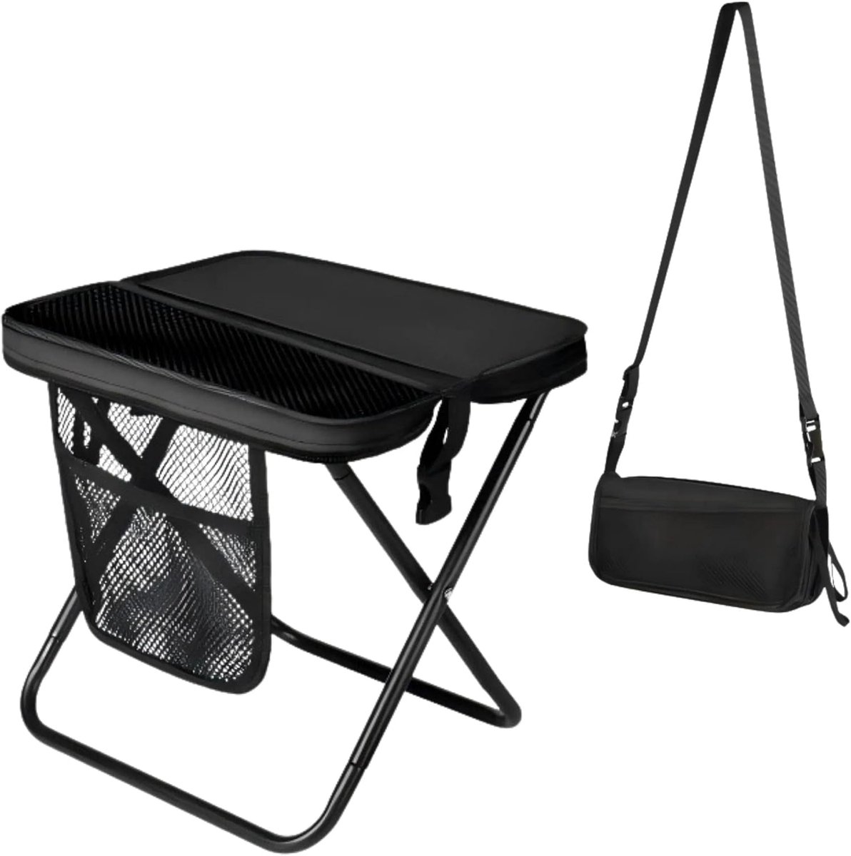 SnelShoppen - Opvouwbare Campingstoel met Zijzakken, Lichtgewicht Vouwstoel van Oxford Stof, Draagbaar voor Camping, Vissen, Strand, Tuin, Hiking, Bel