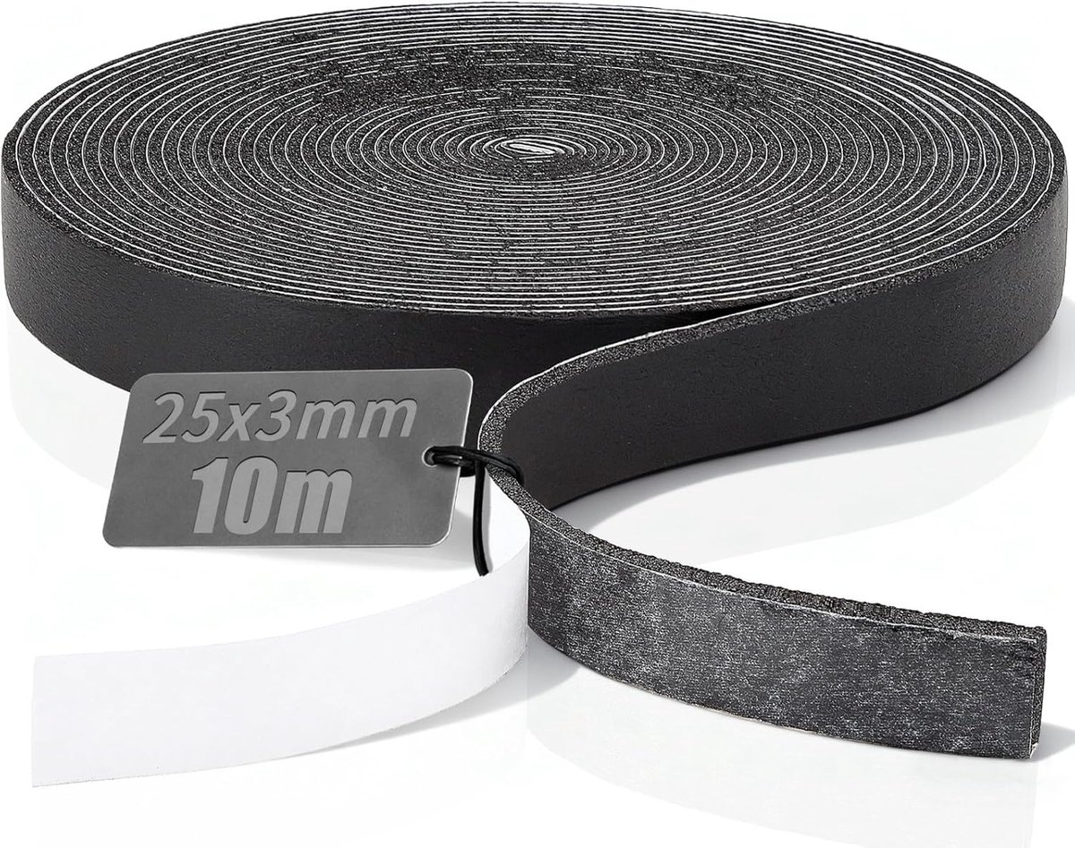 SnelShoppen - Zelfklevende Sealing Tape 25 mm x 10 m - Geluidsisolatie Foam Tape voor Deuren en Ramen, Isolatie tegen Lucht, Stof en Insecten