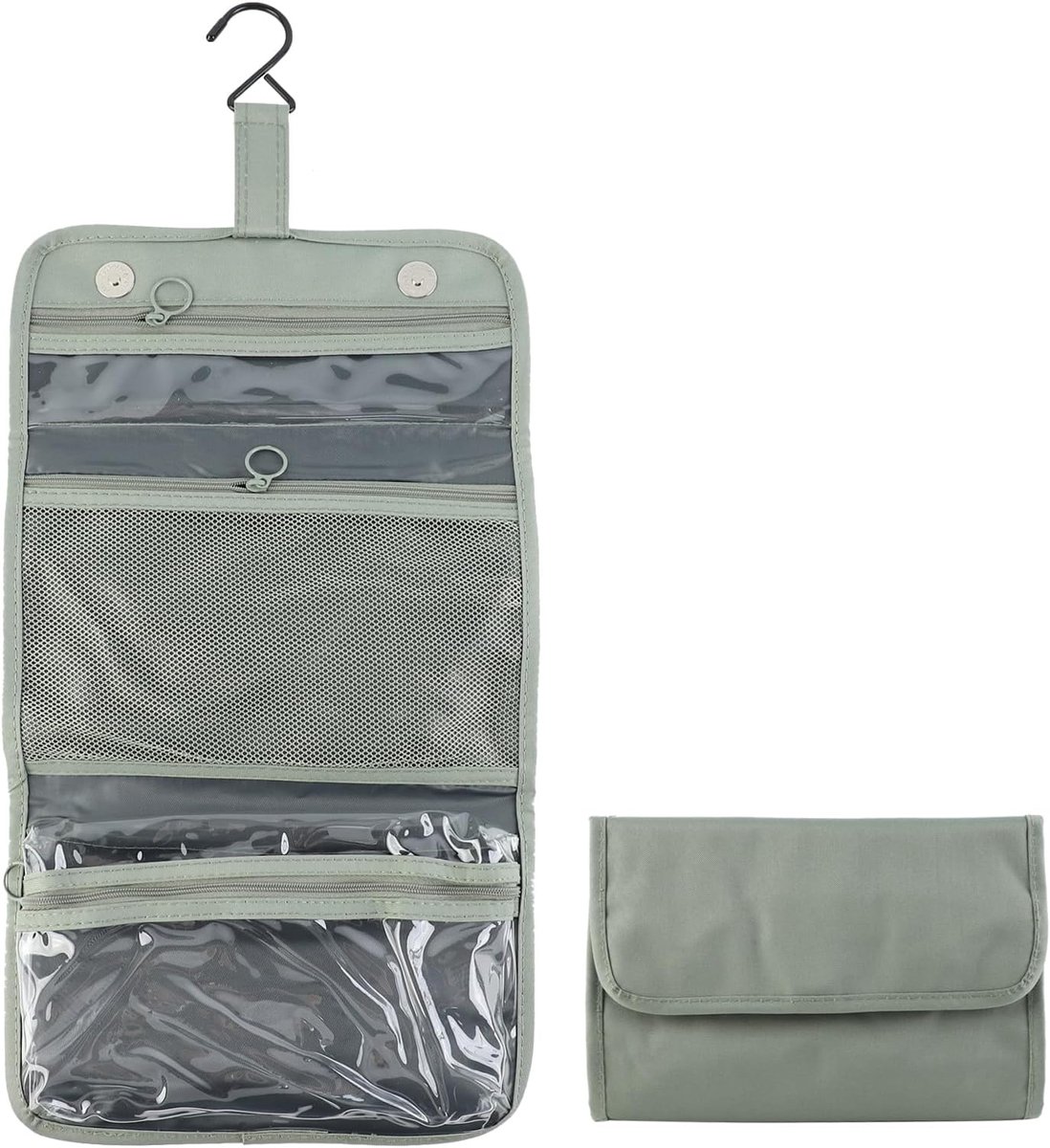 SnelShoppen - Toiletry Bag voor Hangen Reistoilettas voor Mannen met 4 Compartimenten Waterdichte Make-up Tas Compact Vouwbaar met Haak voor Mannen en