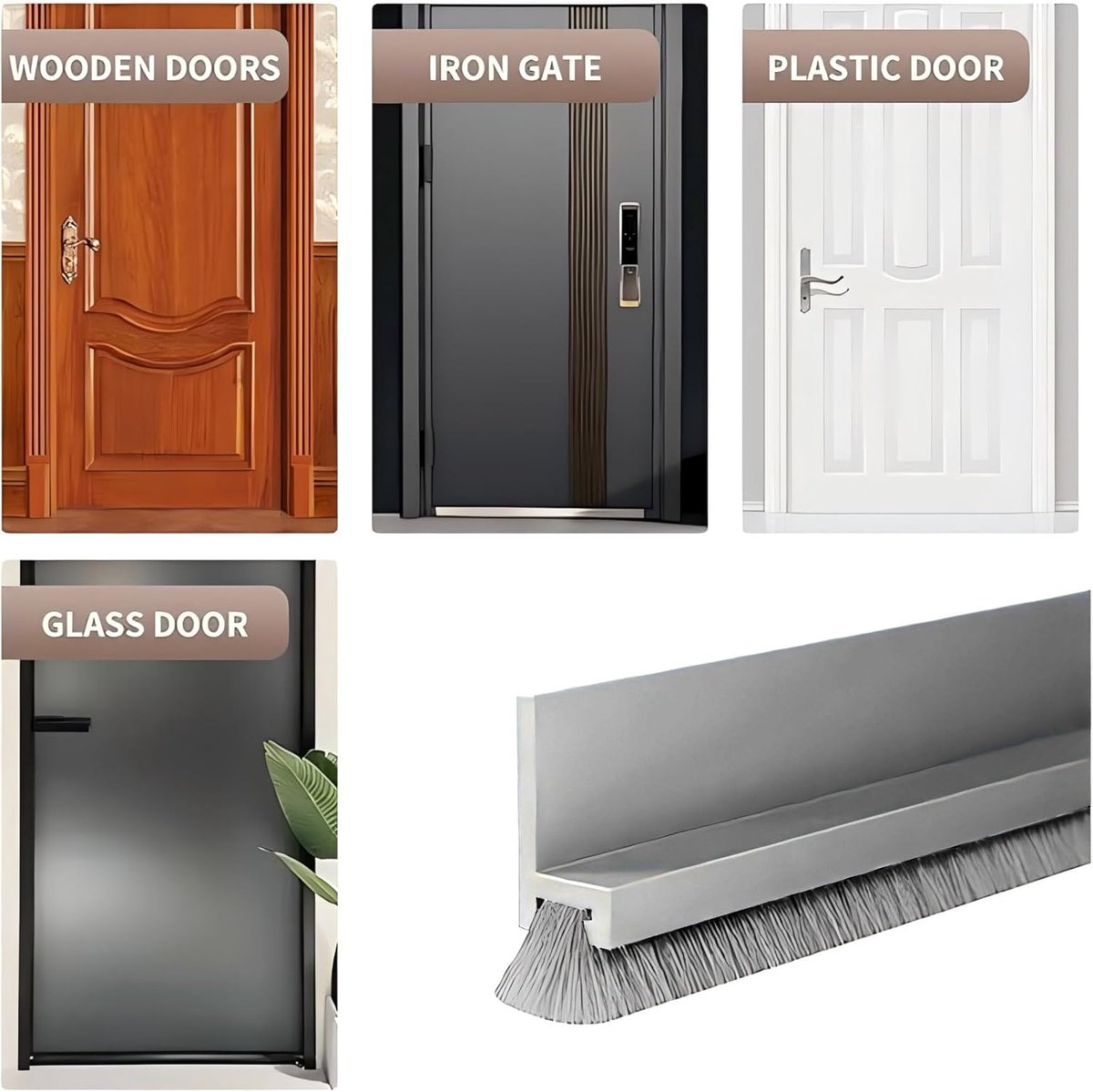 SnelShoppen - Deurborstel Dichtstrip Silicone, Zelfklevend, 100 cm, Grijs, Energiezuinige Deurdichtingen, Geluiddempende en Stofvrije Oplossing voor T