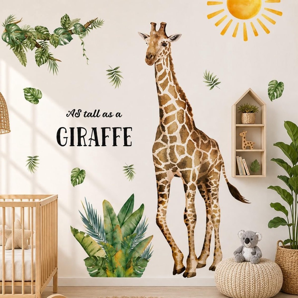 SnelShoppen - XXL WandSticker GIRAFFE voor Kinderen (100 x 137 cm) | Grote Dieren Wanddecoratie Safari Jungle voor Baby- en Kinderkamer