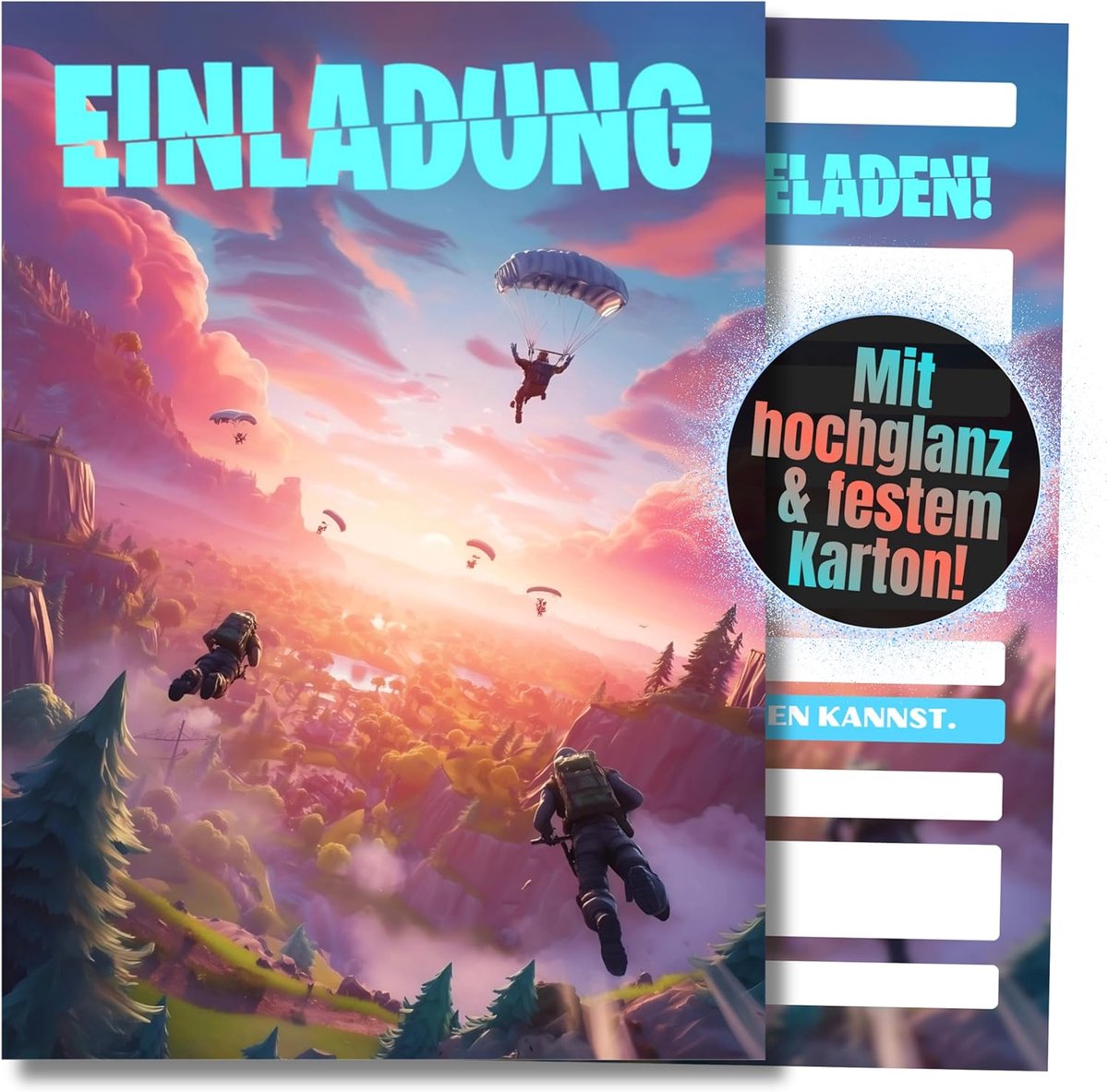SnelShoppen - Gaming Uitnodigingskaarten Kinderen Verjaardag - 12 Stuks DIN A6, Jongens en Meisjes, Avontuurlijke Feestuitnodigingen voor Tieners, Mak