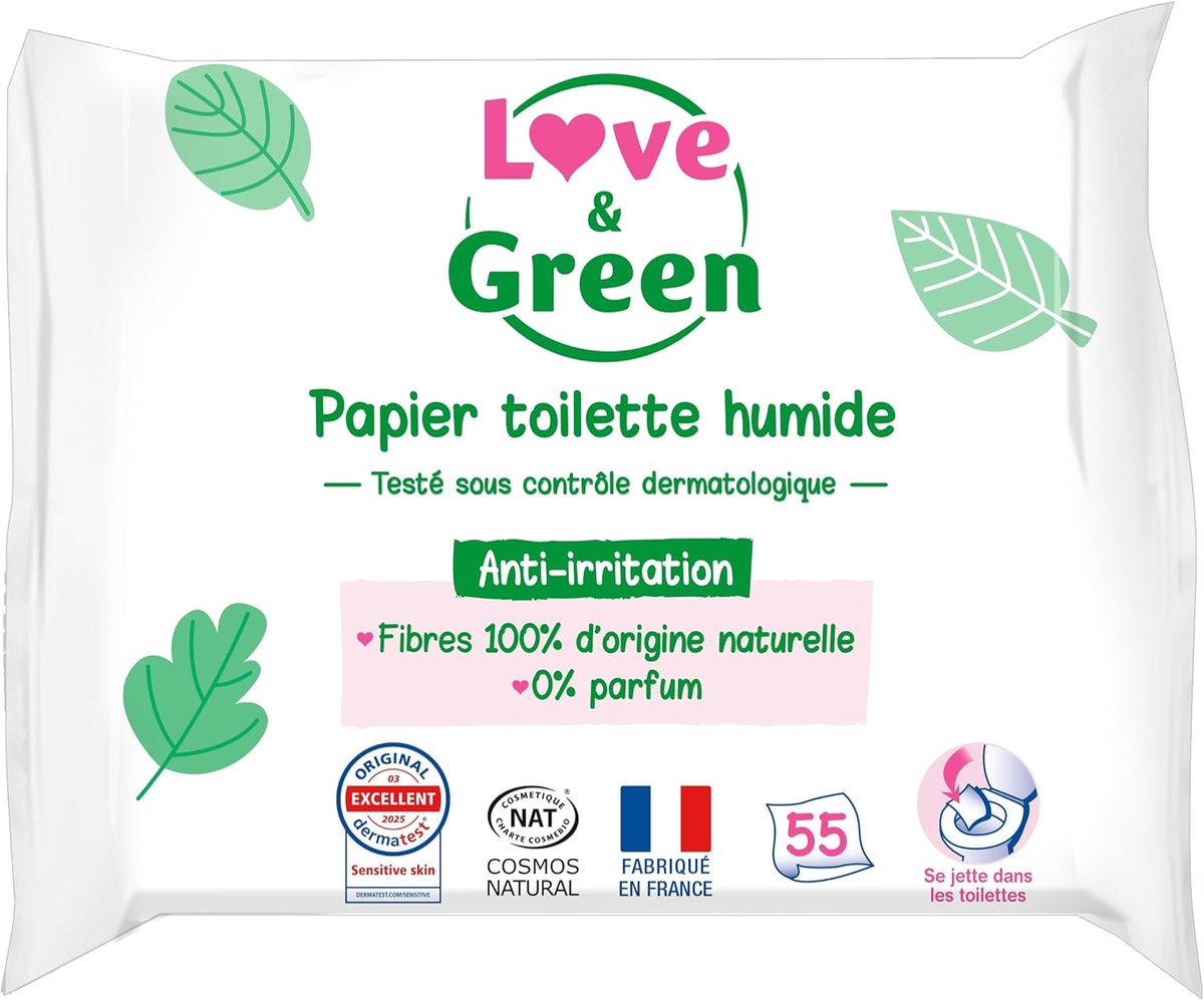SnelShoppen - Ecologische Toilet Wipes 55 Stuks - 99% Natuurlijke Ingrediënten - Cosmo Natural Gecertificeerd - Duurzaam & Milieuvriendelijk - Voor Ba