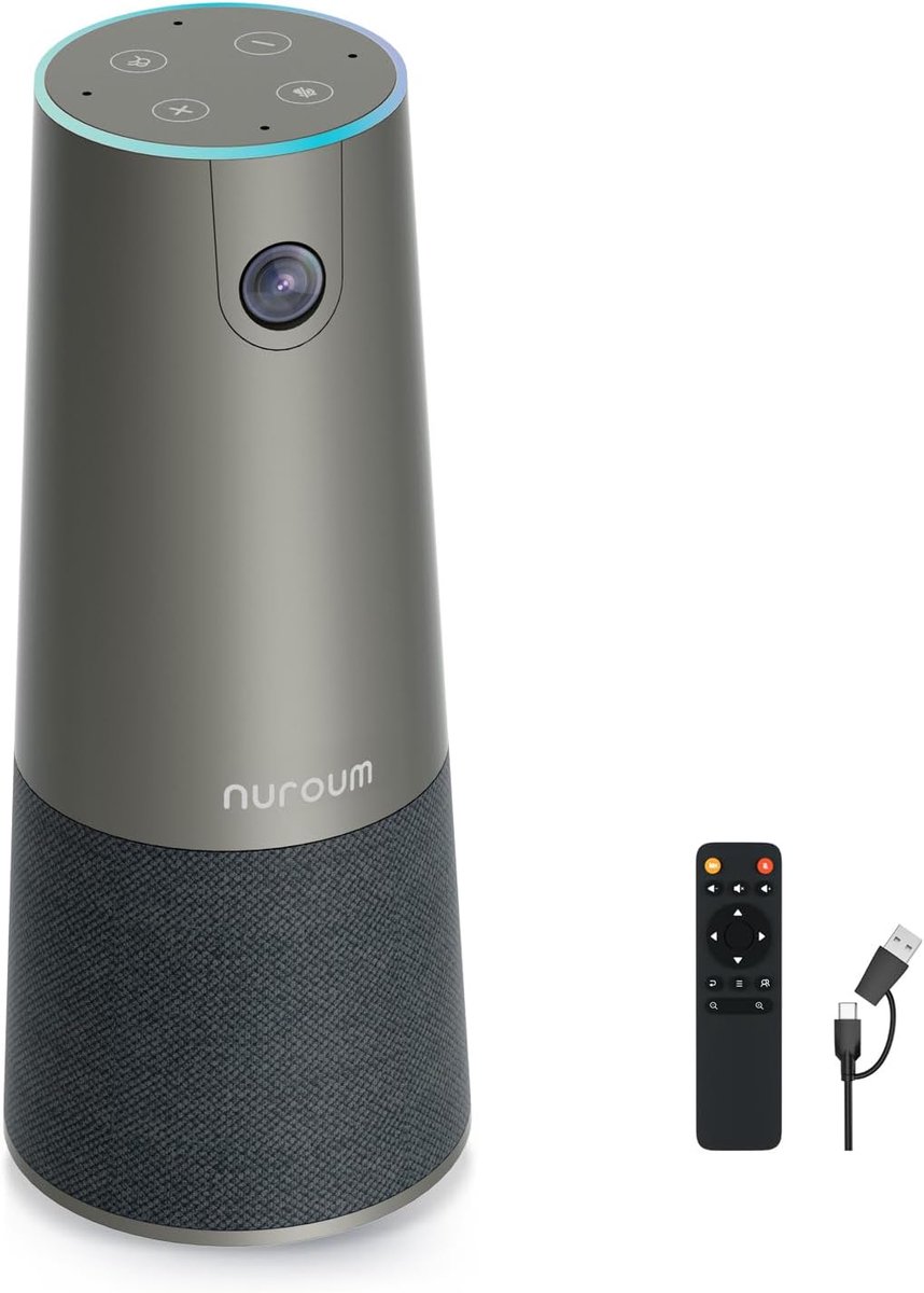 SnelShoppen - 4K UHD Webcam met Microfoon en Luidspreker, 8MP CMOS Sensor, 120° Gezichtsveld, 5x Zoom, Autoframing, KI-Ruisonderdrukking voor PC, Zoom