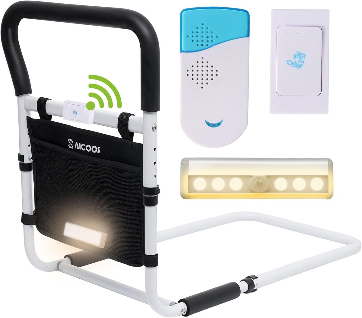 Thijox - Groot Formaat Opstahulp Bed voor Senioren - Bedgreep, In Hoogte Verstelbare Bedgalg, Inclusief Valpreventie Accessoires en Noodoproep - XL Ma