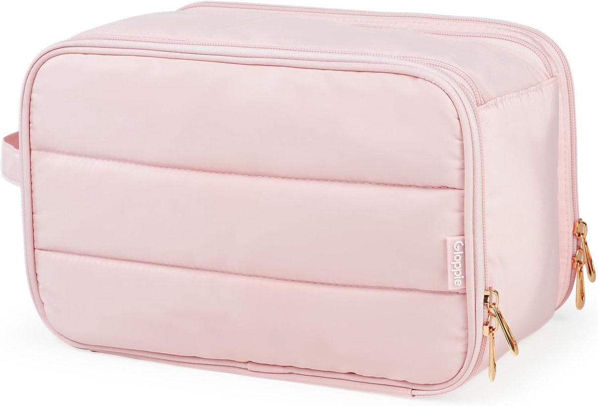 SnelShoppen - Toilettas voor Mannen en Vrouwen, XXL Reistas, Waterdichte Cosmetica Bag, 10L Capaciteit, Ideaal voor Reizen en Kamperen, Roze, Met Wet-