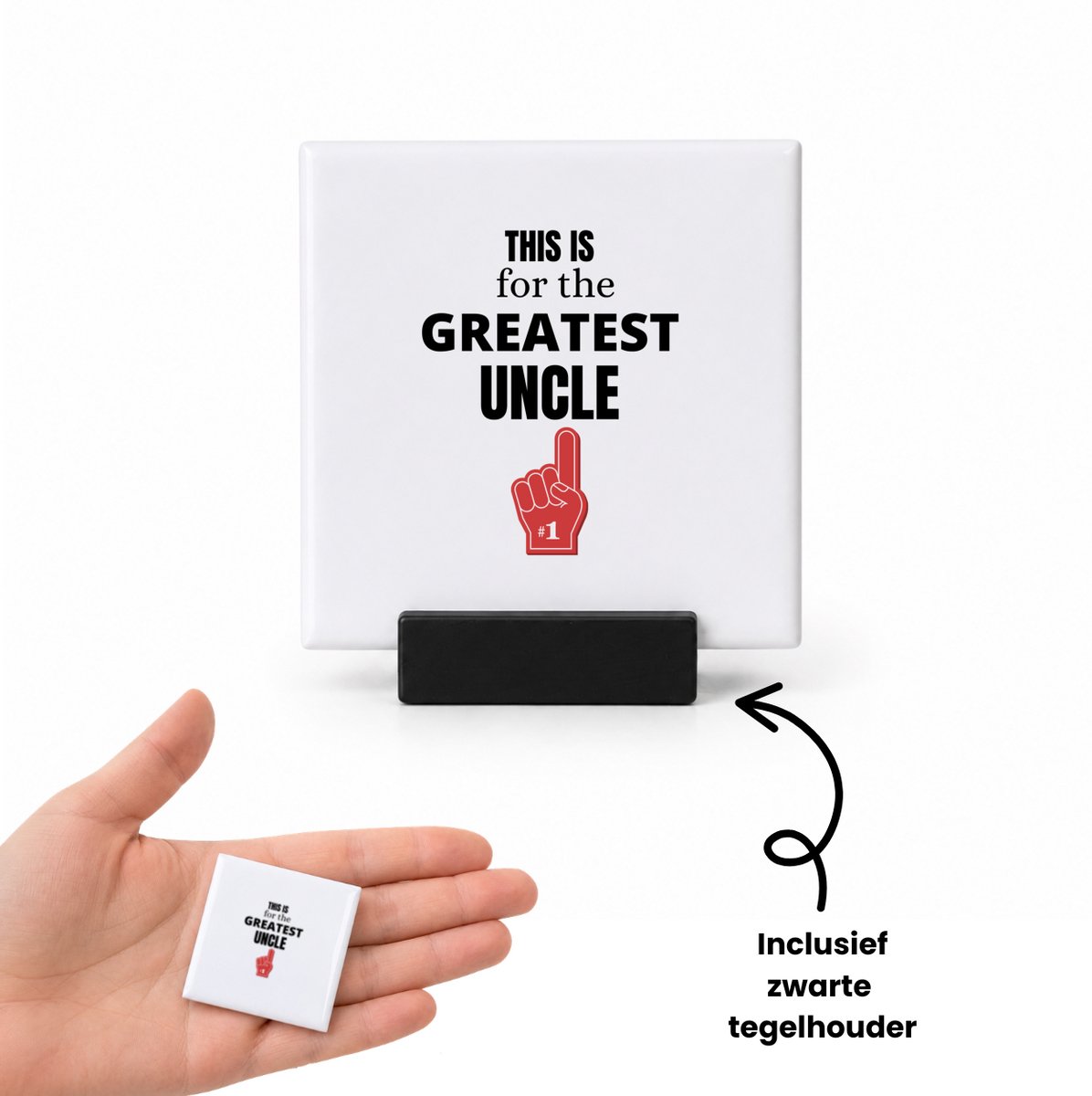 Hacebo This is for the greatest uncle tegeltje met tegelhouder - Oom - oom - tegeltjes met tekst - Verjaardag oom - cadeautje - kado - geschenk - spreuktegels - 4.8x4.8 CM Wit