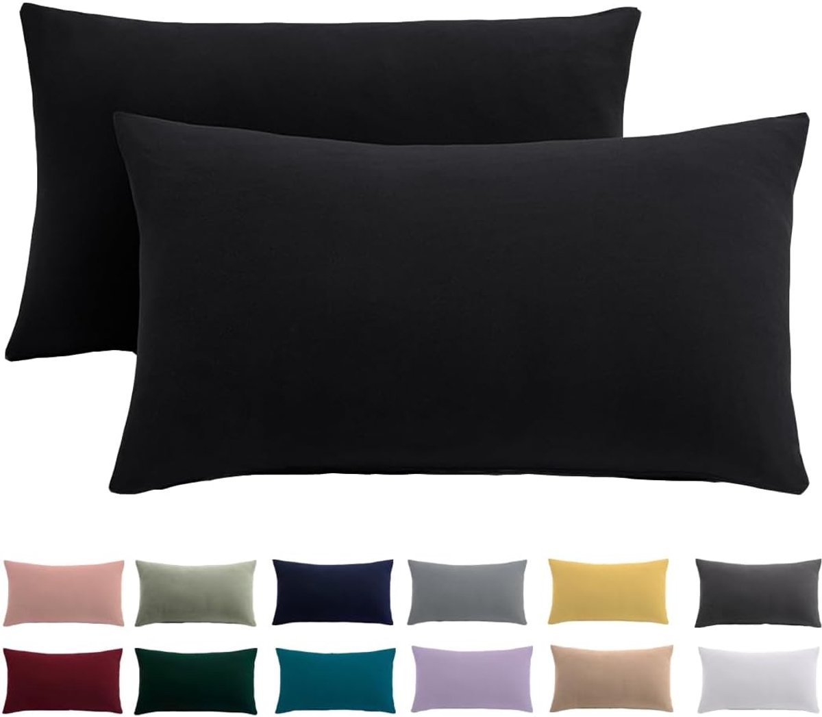 SnelShoppen - Set van 2 Kussenhoezen 40 x 60 cm in Zwart - Microfiber, Kreukvrij en Strijkvrij, Ideaal voor Slaapkamer en Woonkamer