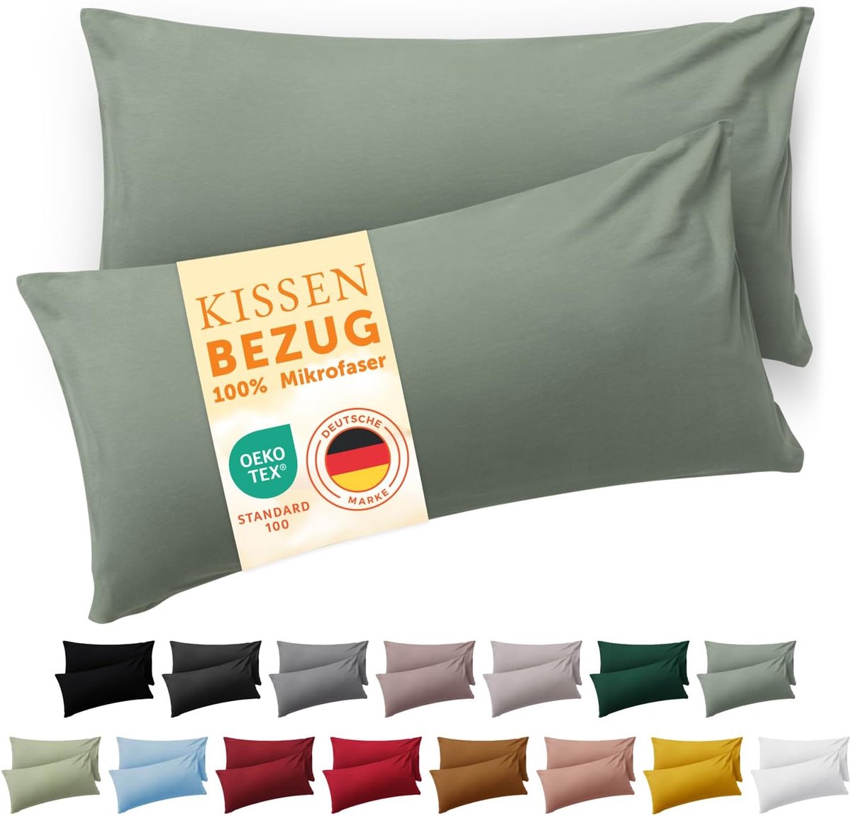 SnelShoppen - Set van 2 Kussenhoezen 40 x 60 cm - Zachte Microfiber Kussenslopen in Zomer Groen - Ademend, Kreukvrij, Wasbaar, Voor Binnen en Buiten