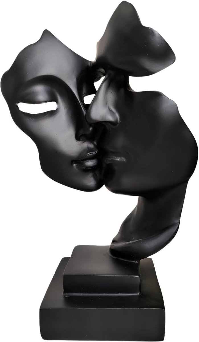 SnelShoppen - Dubbelzijdige Zwarte Standbeeld Decoratieve Figuren voor Woonkamer, Modern Abstract Kunst Sculpturen, Polyresin Kantoor Decoratie, Uniek