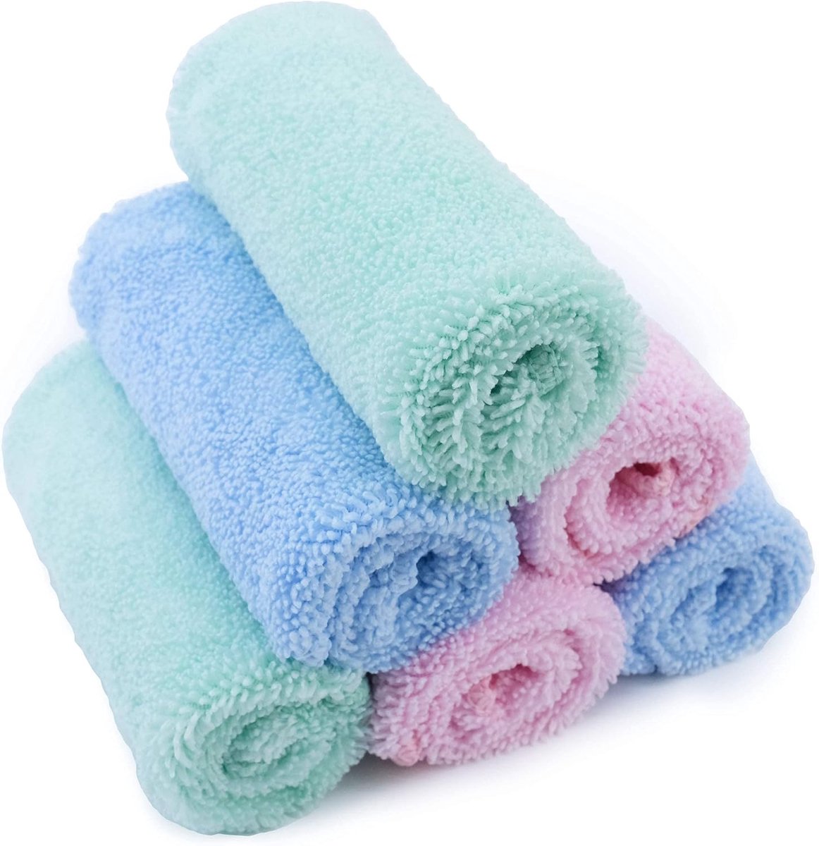 SnelShoppen - Premium Hypoallergene Zachte Microfiber Baby Wasdoekjes, 25 x 25cm, 6 Stuks, Sneldrogend, Ideaal voor Babyverzorging en Babyshowers